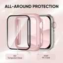 Thin Slim Band and Case Compatible for Apple Watch Bands Women Men 40mm 44mm 42mm 46mm 41mm 45mm, Silicone Sport Strap Cover and Screen Protector for iWatch Series 11/10/9/8/7/6/5/4/SE 3 (Pink)