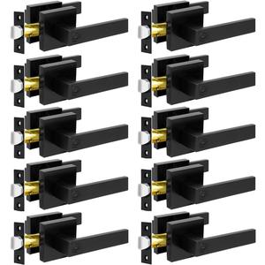 KAMOTA Privacy Door Levers, 10 Pack Matte Black Door Handles Bed and Bath Door Locks Interior Keyless Locksets, Left and Right Hand Reversible