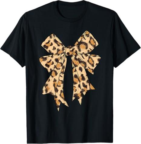 Coquette Bow Leopard Cheetah For Women Girls Trendy Girly T-Shirt M