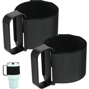 Tumbler Handle for 30OZ YETI Rambler, RTIC, Owala, Ozark Trail Travel Mug, Adjustable Handle Fit for 20Oz - 64Oz Water Bottles, Anti Slip Cup Handle for Tumblers, Tumbler Bottle Holder (Black, 2PCS)