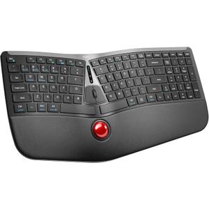 Nulea RT07 Wireless Ergonomic Trackball Keyboard - Bluetooth and 2.4G USB Connectivity, Natural Typing, Wrist Rest,Split Keyboard, USB-C Rechargeable,Compatible with Mac/Windows