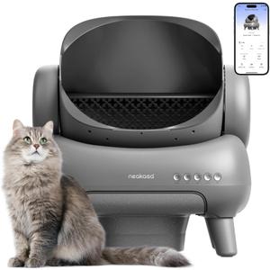 Neakasa M1 Plus Open-Top Self Cleaning Cat Litter Box, Automatic Cat Litter Box with APP Control, Odor-Free Waste Disposal Includes Trash Bags (Grey)