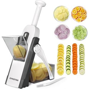 Safer Mandoline Slicer For Kitchen, Potato Slicer for Chips, Vegetable & Food Cutter, Thickness Adjustable 0.1-8 mm, Kitchen Faster Slice Artifact (Only Slicer) (Gray)