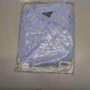 SUNNOW Women's Striped Twist Front Crop Button-Up Shirt Long Sleeve Casual Blouse Loose Fit Summer Tunic Top (Blue, XL)