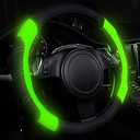 CAR PASS Line Rider Microfiber Leather Sporty Steering Wheel Cover Universal Fits for 95% Truck,SUV,Cars 14.5-15inch, Anti-Slip Safety Comfortable Design (Glows Lime  Green)