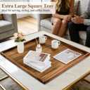 Joy&Grace Extra Large Ottoman Tray for Living Room, Oversized Acacia Wood Serving Tray for Coffee Table, Food, Snacks, Drinks, Decorative Tray (Natural, 30" x 30")