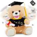 Graduation Teddy Bear Class of 2026, 10 Inch Singing Dancing Plush Toy with Nodding Head, Stuffed Animal Grad Bear with Cap and Certificate, Gift for Kindergarten High School College Graduates