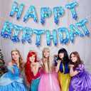 5 x 1 Set Snowflake Happy Birthday Balloon Banner for Frozen Party Decorations Blue Bday Banner for Kids Birthday Winter Wonderland Party Decor