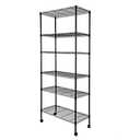 Simple Deluxe Heavy Duty 6-Shelf Shelving, Adjustable Wire Shelving with Hanging Hooks and Wheels, Black