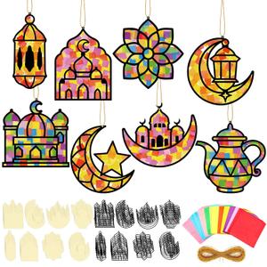 DoubleFill 36 Sets Suncatchers Crafts Kit DIY Tissue Paper Suncatchers Craft Kit DIY Ornaments for Window Art