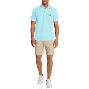 Nautica Men's Short Sleeve Solid Stretch Cotton Pique Polo Shirt (X-Large, Bright Aqua)