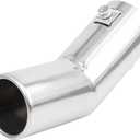 uxcell Universal Fit Diameter 0.75" -1.5" Stainless Steel Chrome Curved Exhaust Tail Muffler Tip Pipe for Vehicle