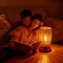 Rattan Table Lamp,Boho Small Beside Lamp,Mini Farmhouse Table Lamp for Room Decor,Vintage Wicker Wooden Nightstand Bamboo Woven End Table Lamps for Living Room Bedroom Desk Kids Room,LED Bulb Included