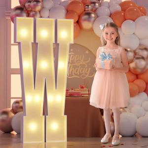 Marquee Light Up Letter Large: 4FT Sign W for Party Decoration Big Stand-up Letters Alphabet for Birthday Marry Me Proposal Bachelor Wedding Engagement Baby Shower Anniversary Graduation Decor