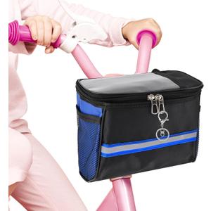 Kids Bike Basket, Bicycle Bag Front, Waterproof Handlebar Basket for Boys & Girls, Bike Accessories with Phone Mount Fits Most Bikes, Tricycle & Scooter(COLOR:Blue)