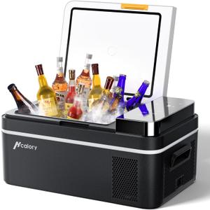 HCALORY 12 Volt Car Refrigerator, 22Quart Large Touchscreen Display Car Fridge, Portable Freezer with Compressor Mini Cooler (-4~68) with 12/24V DC & 110V AC for Camping, RV, Travel & Home (22QT)
