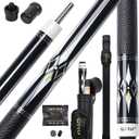 2-Piece Professional Pool Cue Set 58" Low Deflection Shaft Pool Cue with 12.5mm Tip Pool Stick Featuring Premium Leather Grip (19.5 oz, WD-CA23-08)