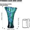 9.8" Tall Teal Blue Hand Blown Glass Vases for Home Decor,Modern Wide Mouth Ruffle Flower Vase Table Centerpieces,Colored Coastal Sea Glass Art for Bookshelf,Bathroom,Counterto,Wedding