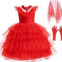 Yuiui Girls Halloween Costumes Ghost Red Bride Dress Up Cosplay Costume Pageant Dress Party Cosplay 3-12Y (170)