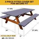 RNOONY 6ft Polyester Picnic Table Cover with Bench Covers Windproof & Waterproof Tablecloth, Perfect Camping Gifts RV Essentials, Cool Camping Gadgets, with Carrying Bag, 72x30 Inch 4Pcs,Blue Striped