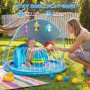 Baby Splash Pad, Inflatable Baby Pool Float with Canopy, Splash Pad with Stackable Rings & Hanging Toys for Toddlers, Baby Pool Sprinkler, Outdoor Water Play Toys for Boys Girls