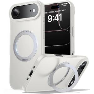 for iPhone Air Case with Stand,Fits MagSafe,Military Drop Protection,Build in Kickstand,iPhone Air Phone Case 6.5" Matte White