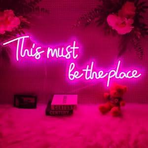 Voncitedn This Must Be The Place Neon Signs for Wall Decor, 49.6x8.67 Inch (Large) Dimmable LED Neon Light Signs for Living Room Dorm Home Gym Coffee Decor, Wedding Reception Birthday Party Decor, Hot Pink