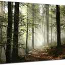 Forest Canvas Wall Art Trees Foggy Morning Spring Rustic Landscape for Bedroom Bathroom Decorations Modern Artwork Print Framed Painting Living Room Home Office Wall Dcor 12x16inch