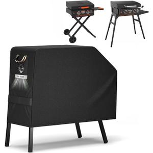 Griddle Cover for Blackstone 22 inch with Hood & StandUpgraded-Encrypted 600D Fabric Waterproof UV & Fade Resistant Griddle Cover for Blackstone 17 and 22 inch Grill with Straps & Air Vents