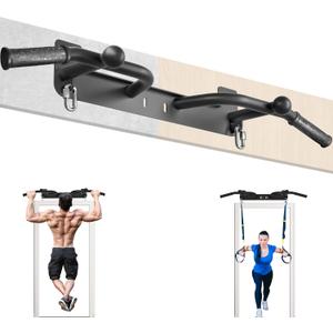 Wall Mounted Pull Up Bar - Heavy Duty Chin Up Bar, Pull-Up Bar for Garage, Joist, Wall Mount - Multifunctional Fitness Bar, Supports up to 600 Lbs (Black)