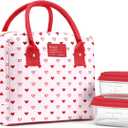 Fit & Fresh Lunch Bag For Women, Insulated Womens Lunch Bag For Work, Leakproof & Stain-Resistant Large Lunch Box For Women With Containers, Zipper Closure Bloomington Lunch Bag, Hearts