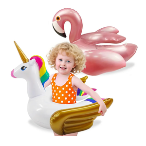 iGeeKid 2 Pack Kids Pool Float Unicorn Flamingo Swim Floats for Toddlers Age 3-8 Years Pool Toys for Kids Inflatable Floaties Tubes Unicorn Swimming Split Ring Ride On for Girl Summer Beach Supplies