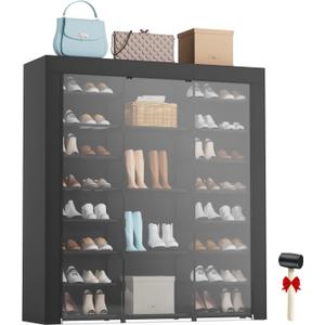 9-Tier Large Tall Shoe Rack with Covers 40-46 Pairs, Sneaker Rack Organizer Shoes Cabinet Closed Shelves Shoe Stand Holder for Garage Bedroom,Zapateras Organizer for Shoes 50 Pares, 9 Tier-3 Row