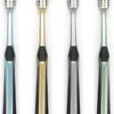 Firm Toothbrush for Adult, Manual Wider Head Tooth Brush with Tongue and Cheek Cleaner, Hard Bristles, 4 Count, More Efficient and Deeper Cleaning