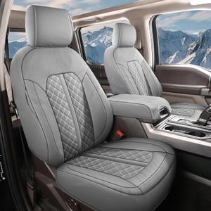 Tecoom Car Seat Covers Full Set Fit for Toyota Tacoma Leather Front & Rear Seat Covers Protector Cushion Full Coverage Truck Seat Covers Custom Fit for 2016-2023 Tacoma Double/Crew Cab, Grey (Tacoma 2016-2023, Full Set/Gray)