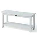 36'' Large Shower Bench Seat, Poly Lumber Bath Double People Stool for Inside Shower Waterproof, HDPS Plastic Bath Spa Chair Seat for Shaving Legs with Adjustable Feet, White (36x13 Inches)