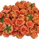 2.2''Artificial Satin Orange Rose Flower Heads,80Pcs Silk Sunset Red Rose Heads Bulk,Fake Flower No Stem for DIY Flower Well,Artificial Stemless Rose Flower Heads for DIY Crafts Bouquet (80, Orange)