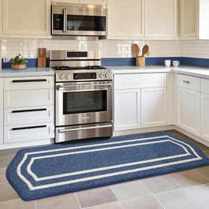 COSY HOMEER Long Kitchen Floor Mats for in Front of Sink Super Absorbent Kitchen Rugs and Mats 24"x79" Non-Skid Kitchen Mat Standing Mat Washable,Polypropylene,Blue,Frame