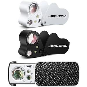 JARLINK 3 Pack Jewelers Loupe, 30X 60X 90X Illuminated Jewelers Eye Magnifier and Magnifying Glass Loop with UV Black Light and Bright LED Light for Gems, Jewelry, Diamond, Coins, Stamps