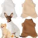 Reginary 3 Pcs Winter Dog Pajamas Fleece Puppy Clothes Warm Doggy Fuzzy for 4 Legs Pet Cute Coats Elastic Soft Winter Holiday Jumpsuit Sweater Bodysuit Small Medium Dog Apparel White Beige Brown(M)
