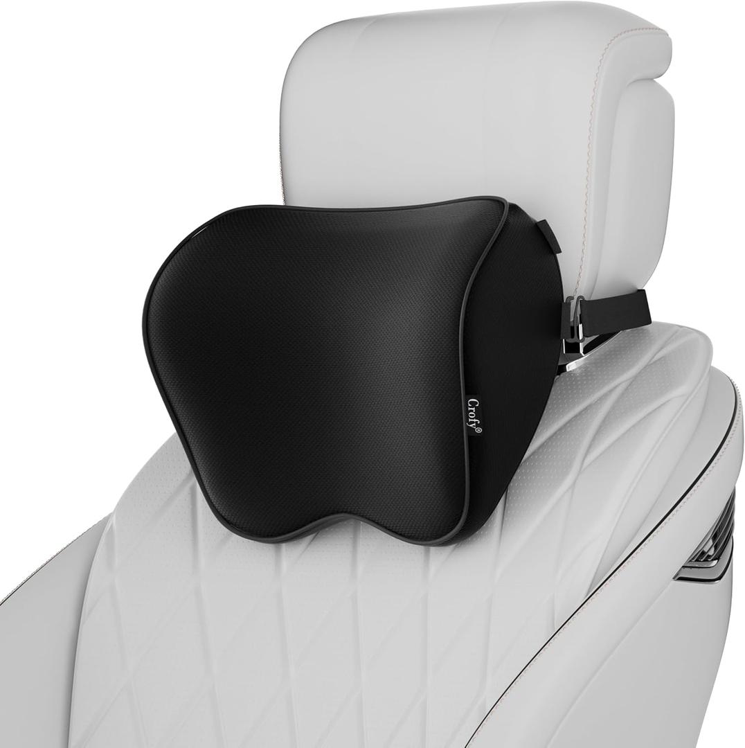 2-Pack Car Neck Pillow, Headrest Pillow with Adjustable Strap, Black, Standard