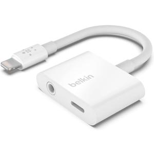 Belkin RockStar Lightning Audio Cable and Charger for iPhone 14, 13, 12, 11, 10 - White (White)