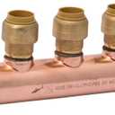 SharkBite 3/4 Inch x 1/2 Inch Outlet 4 Port Closed Multi-Port Tee, Push to Connect Brass Plumbing Fittings, PEX Pipe, Copper, PVC, 25555LF