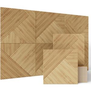 BUBOS Large Acoustic Panels, 6 Pack Wood-Pattern Printing Soundproof Wall Panels, Total Size 70.8 x 47.2 Inches Self-Adhesive Decorative Sound Absorbing Panels for Studio, Home, Light Diamond Weave