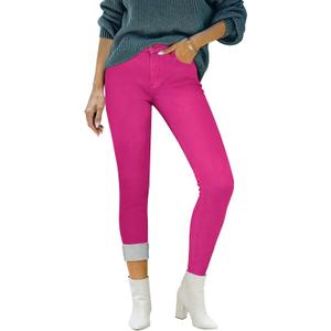 luvamia Women's Fleece Lined Jeans Winter Thermal Denim Jeggings Skinny High Waisted Stretch Warm Leggings (Pink, M)