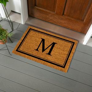 Evergreen Flag Monogram Letter M Entrance Doormat | 28 x 16 inches | Dirt Catching Natural Coir | All-Season | Non-Slip Backing | Indoor and Outdoor Home Decor
