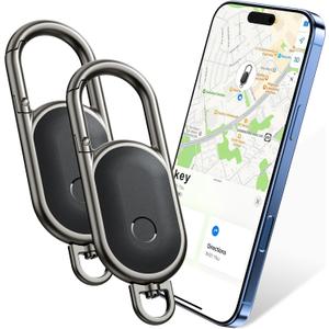 Keychain Air Tracker Tags-2 Pack, Bluetooth Tag Works with Apple Find My APP (iOS only, not for Android), Key Finder Locator with Sound, Item Locator for Keys, Luggage, Backpacks and Suitcases (Black)