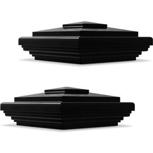 VIVIDA 5" Vinyl Fence Post Cap (Actual 5" x 5"), Pyramid New England PVC Post Caps, for Vinyl Fences, Mailboxes & Decks, Black, 2 Pack