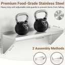 Stainless Steel Shelf Wall Mounted 12" x 48" 320lb, Commercial Stainless Steel Shelves with Reversible Brackets, Heavy Duty Metal Floating Shelving for Kitchen, Restaurant, Garage, Bar