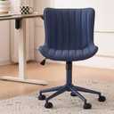 YOUNIKE Office Desk Chair with Wheels Armless Vanity Chair Modern Navy Blue, Standard